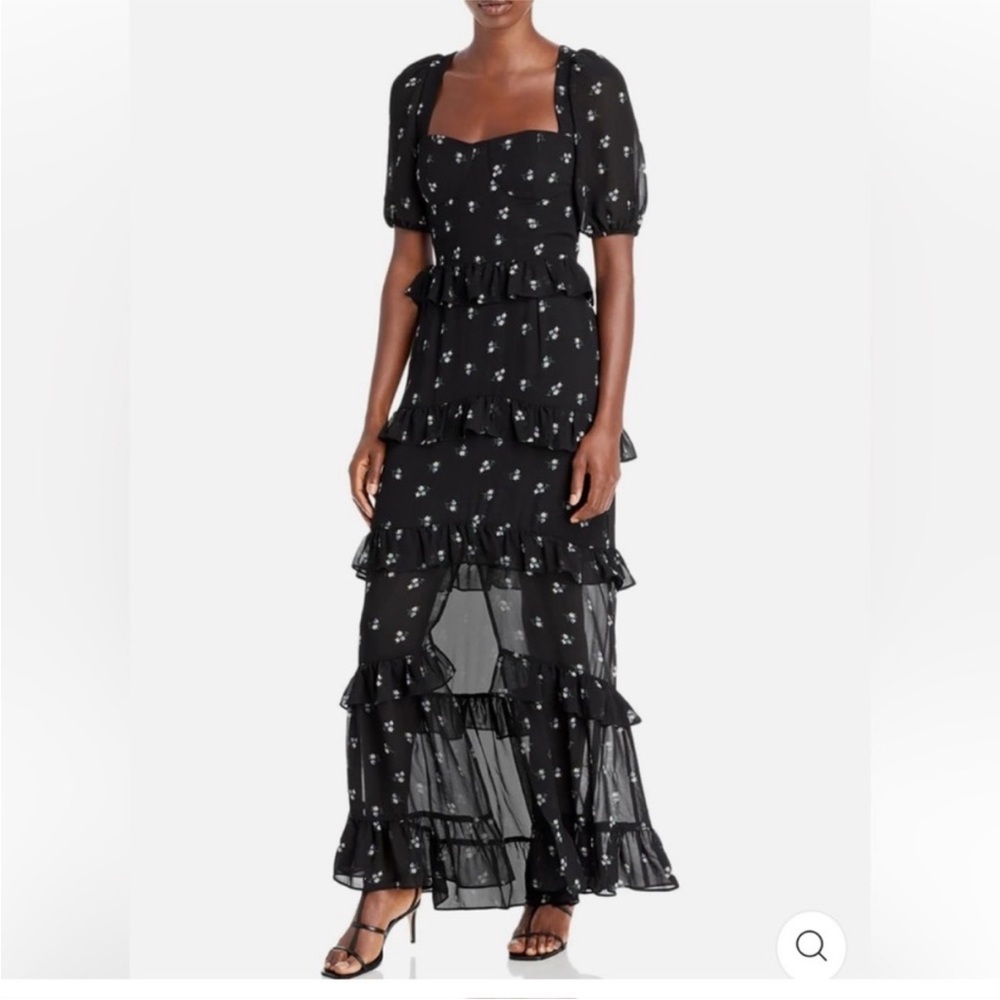 Wayf Black Cut Out Ruffled Maxi Dress